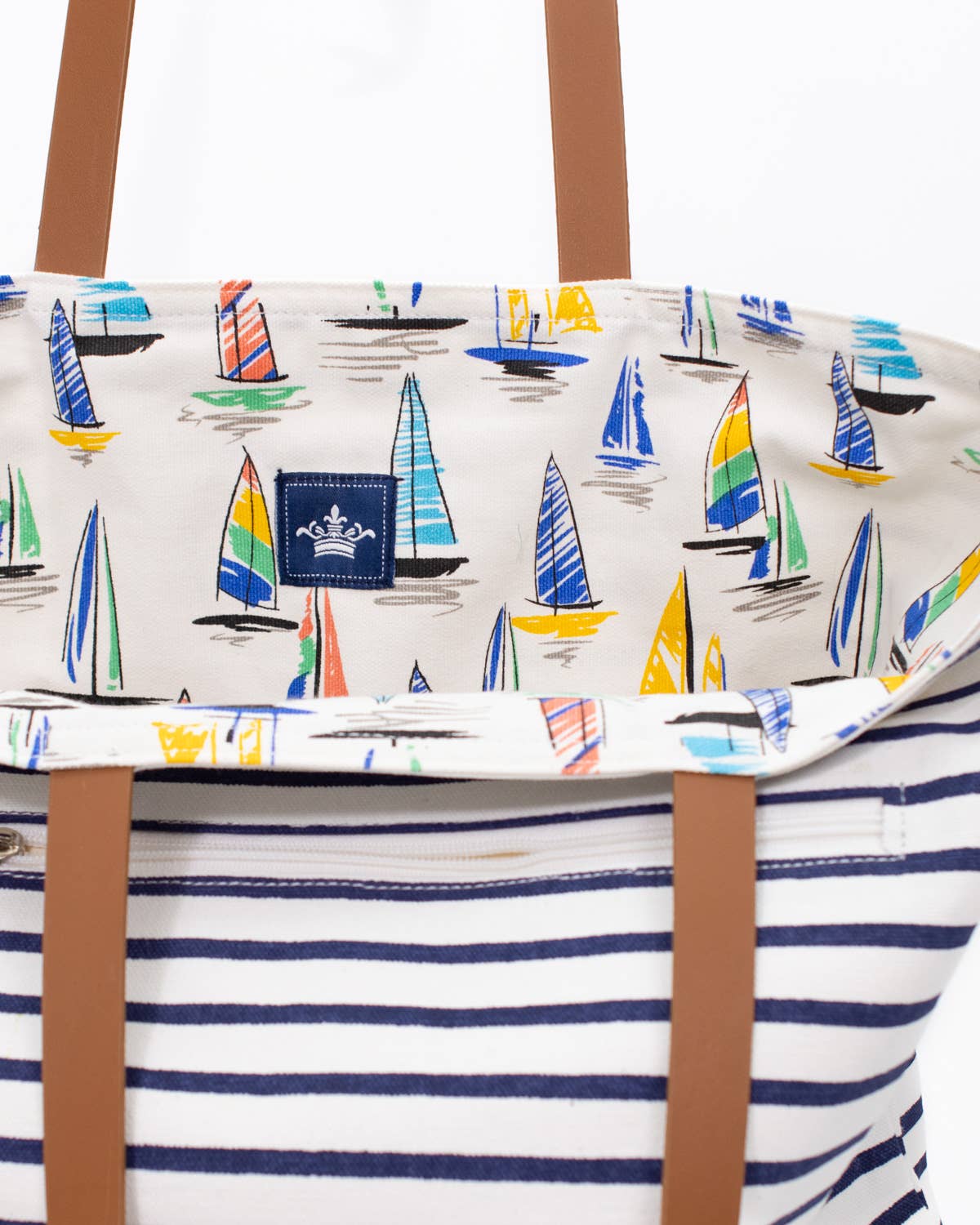 Sail Away Reversible Tote White/Multi 18x14x5