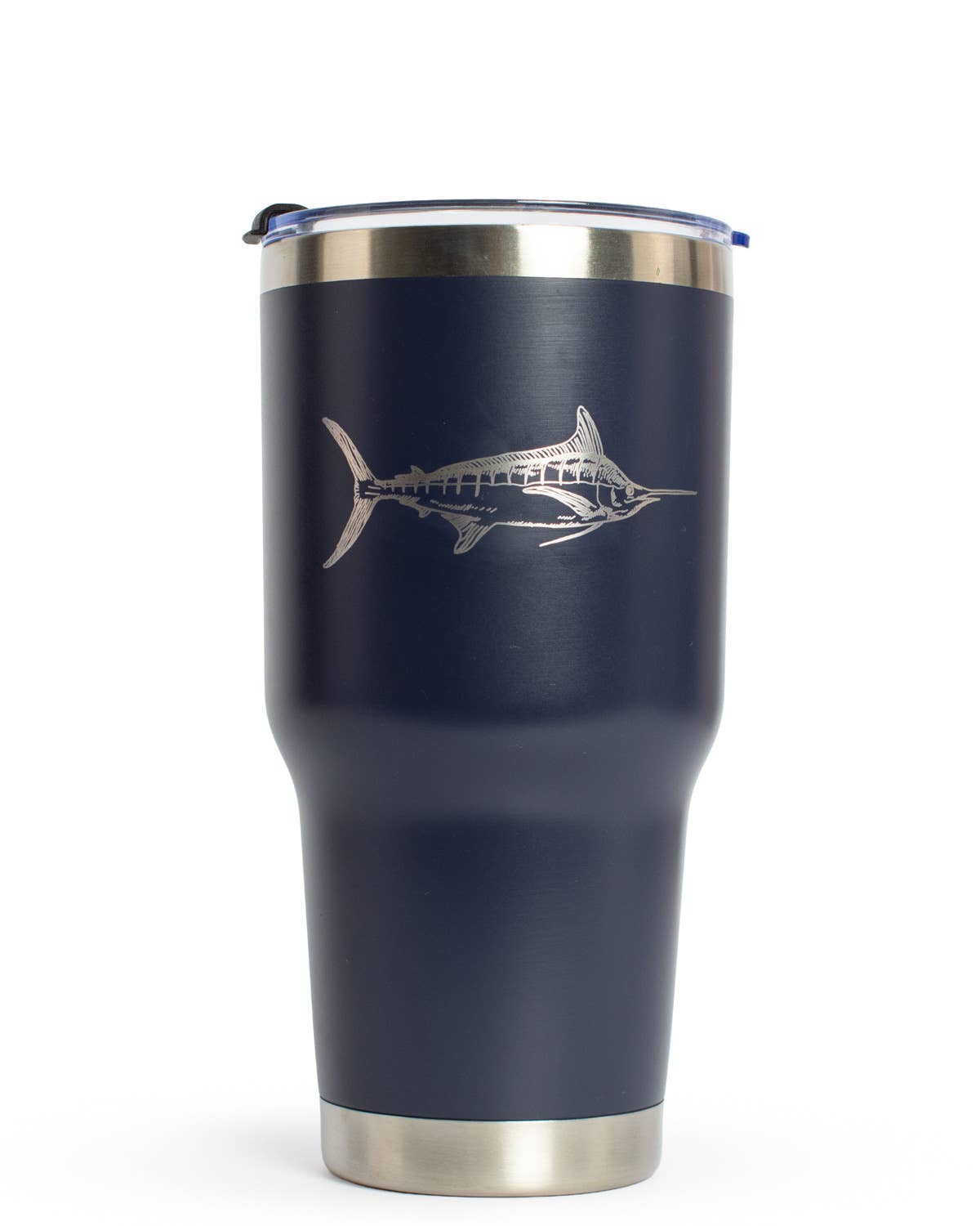 Marlin Etched Tumbler Navy/Stainless 30oz