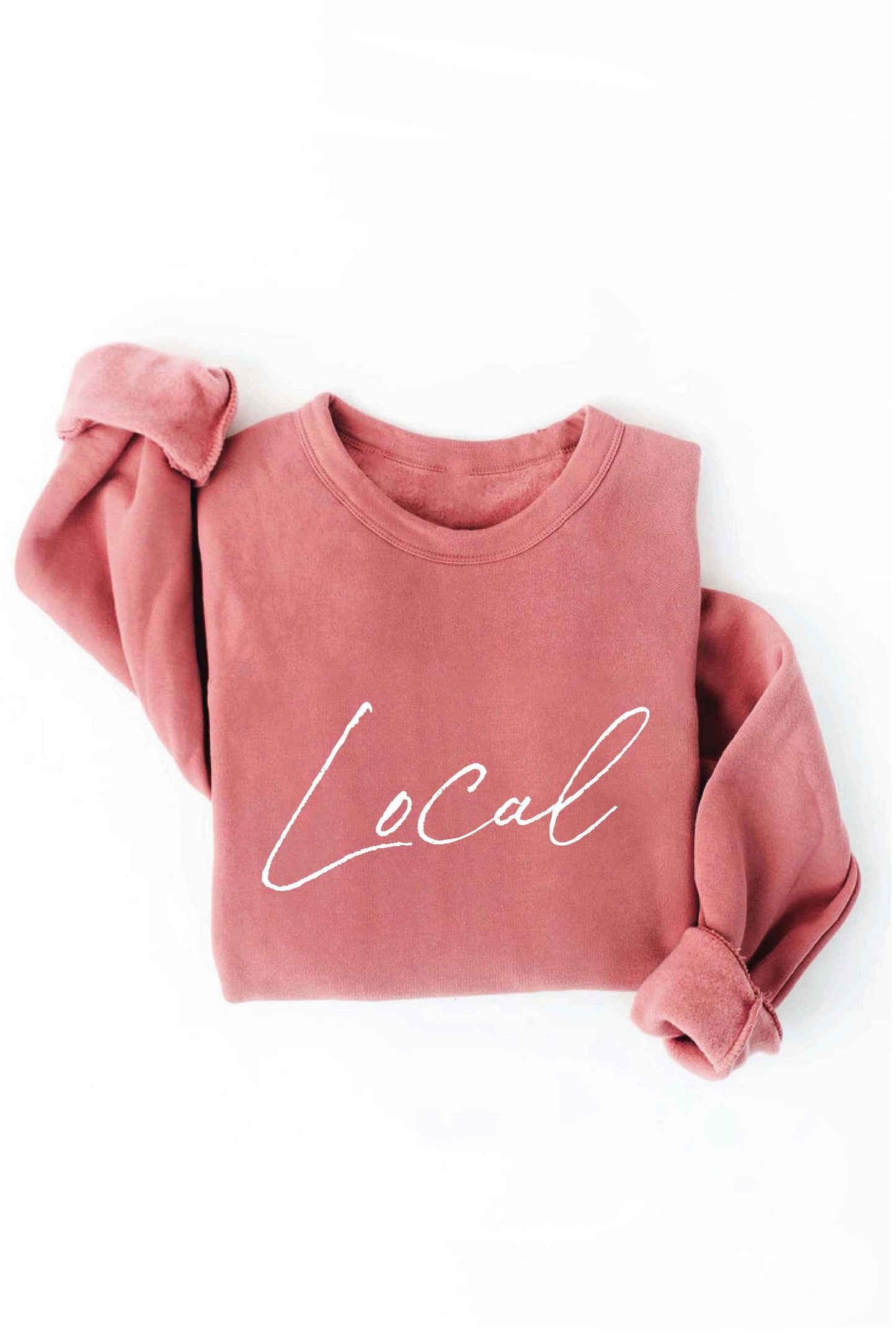 LOCAL Cursive Graphic Sweatshirt: HEATHER FOREST