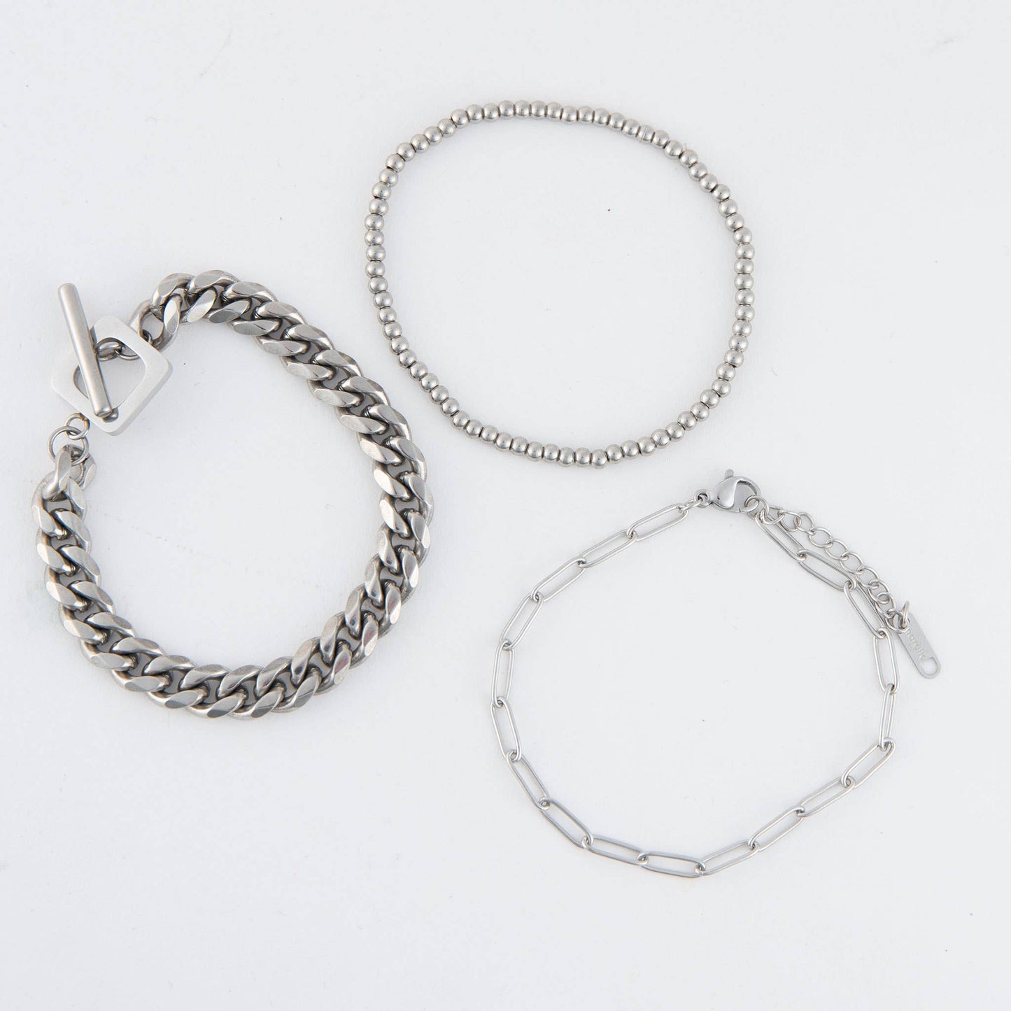 Narelle Waterproof Curb Chain Bracelet Set: Yellow Gold