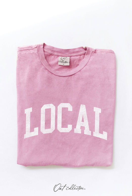 LOCAL Mineral Washed Graphic Top  : FLAMINGO