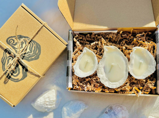 Oyster Gift Set of 3 Candles ~ Sea Salt and Orchid