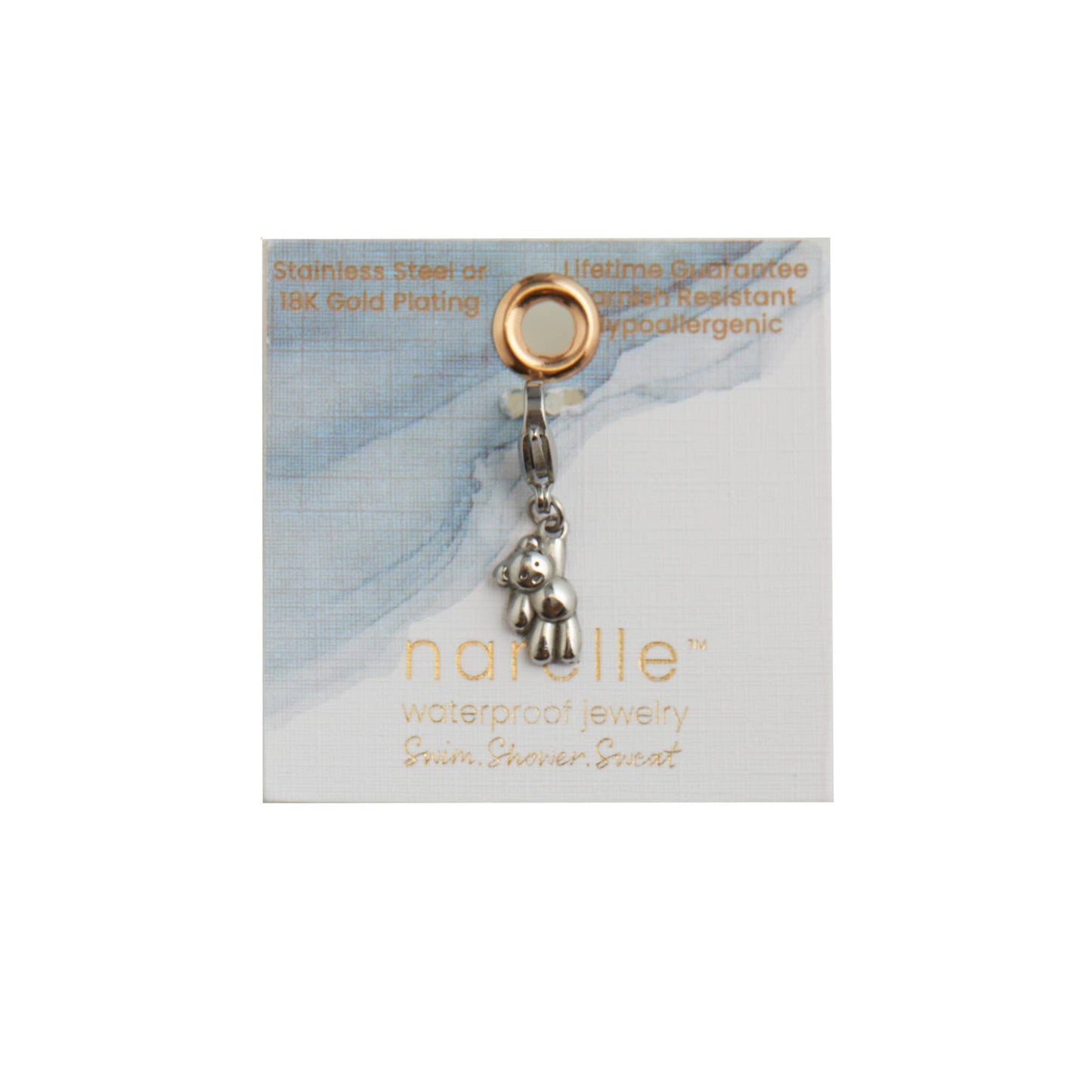 Narelle Waterproof Teddybear Charm: Gold