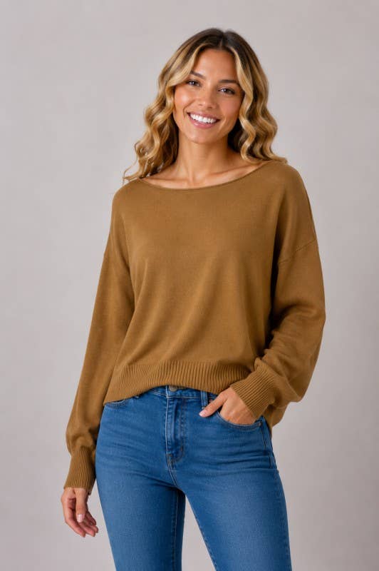 Boat Neck Pullover Sweater: Off White