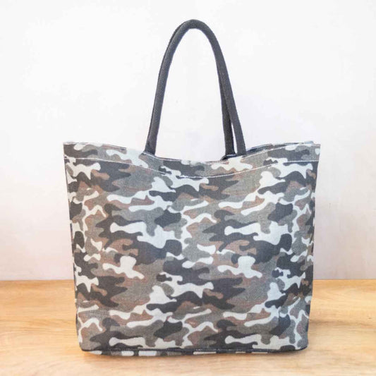 Camo Tote Bag   Gray/Black   20x14x6