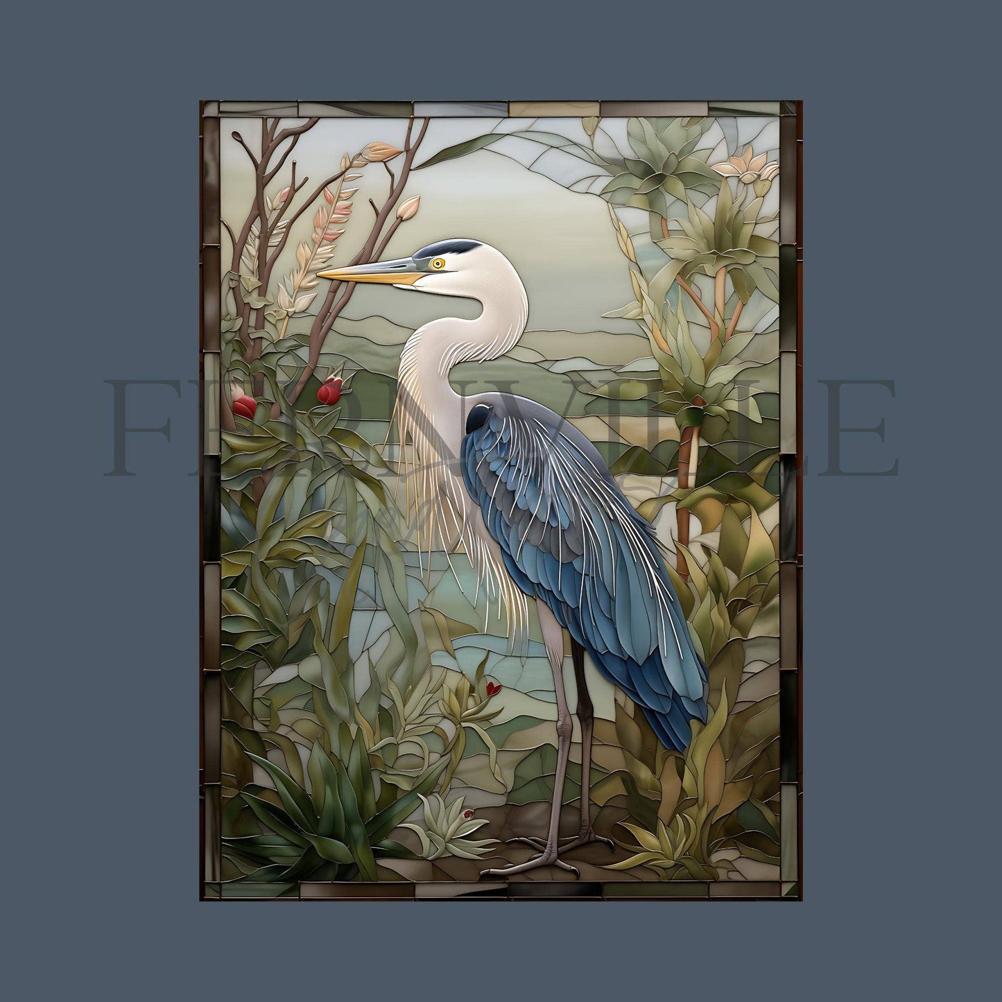 Blue Heron Tempered Glass Kitchen Cutting Board: 11x15 inch