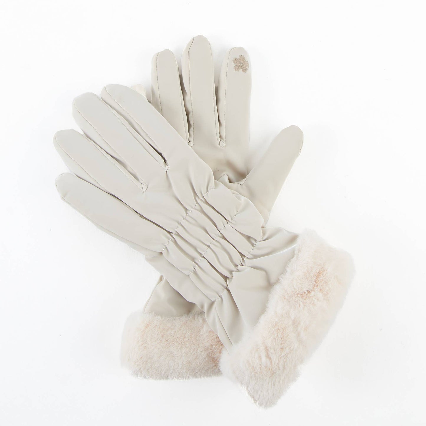 Spencer Faux Fur Cuff Texting Winter Gloves: Bronze