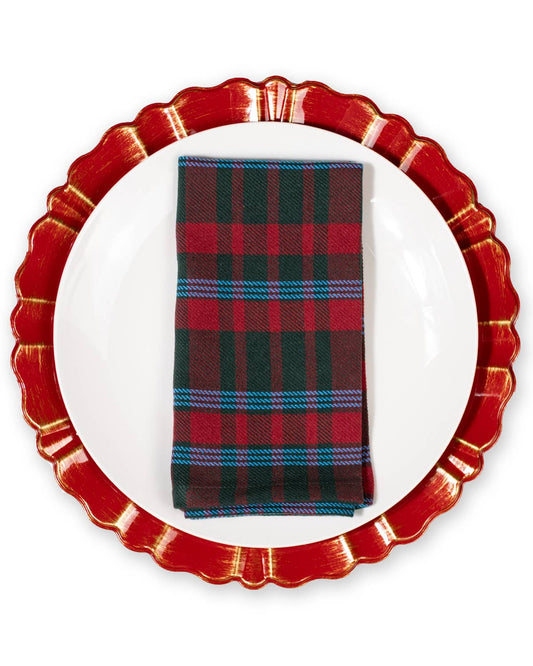 Telluride Jacquard Napkin   Dark Green/Red   18x18