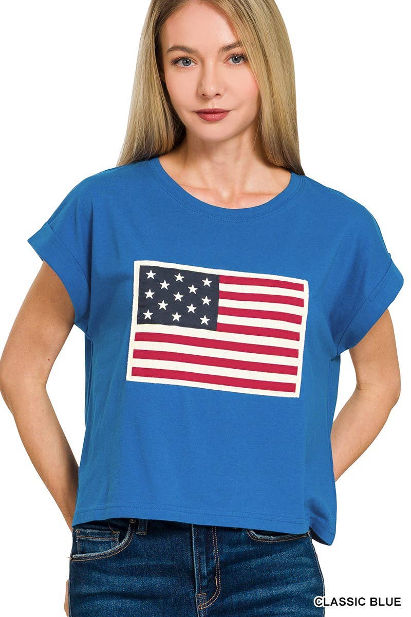 American Flag Tee: WHITE