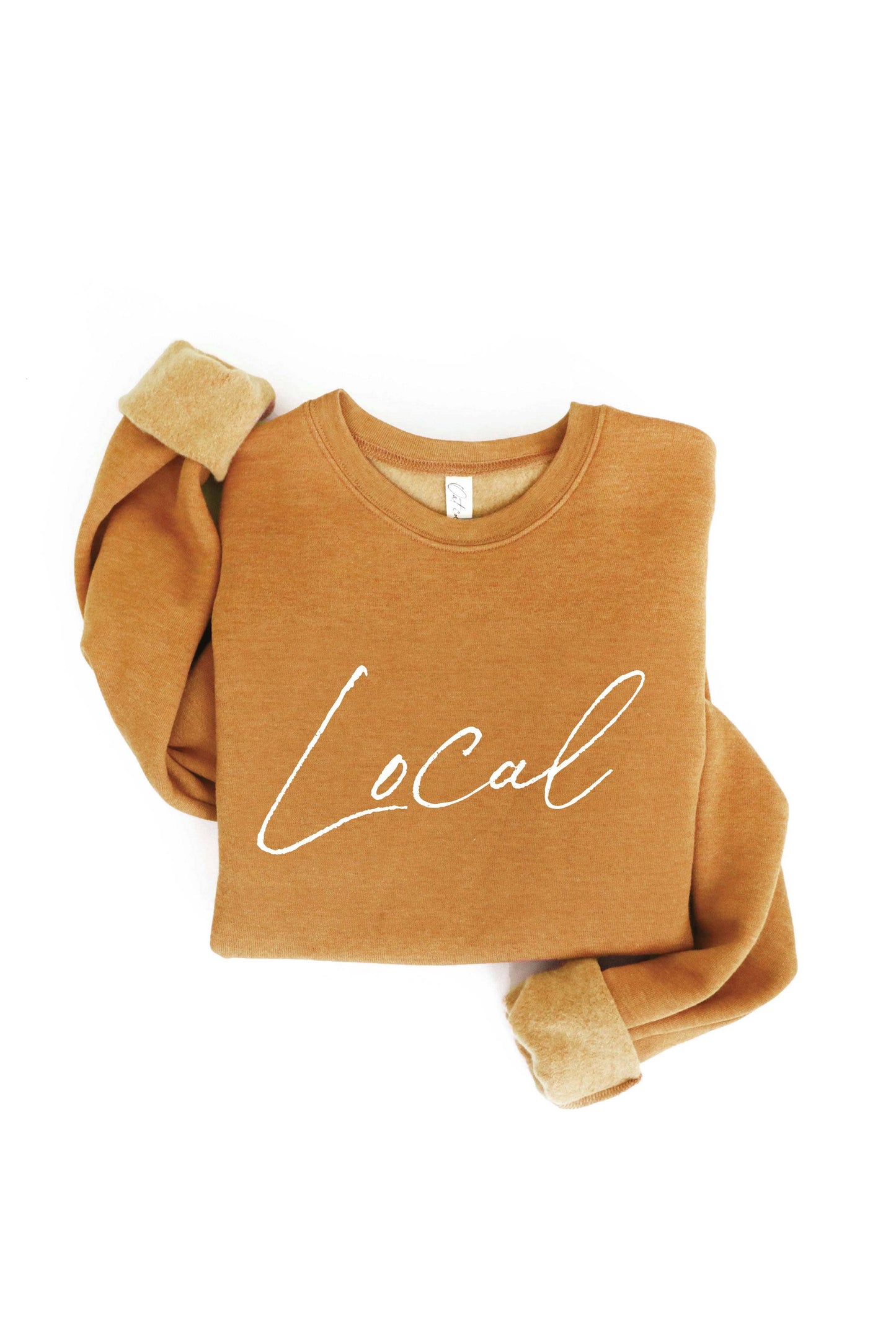 LOCAL Cursive Graphic Sweatshirt: HEATHER FOREST