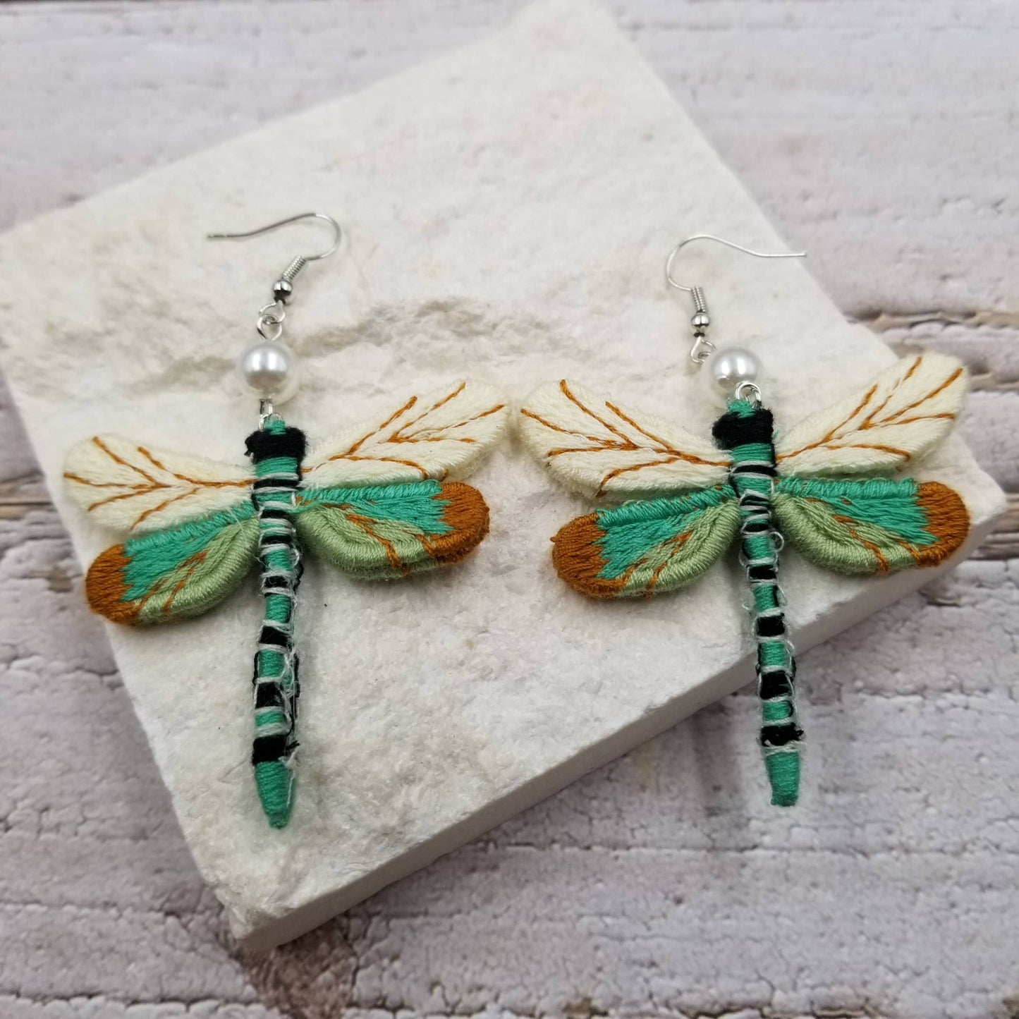 Fall Vintage Cloth Dragonfly Earrings