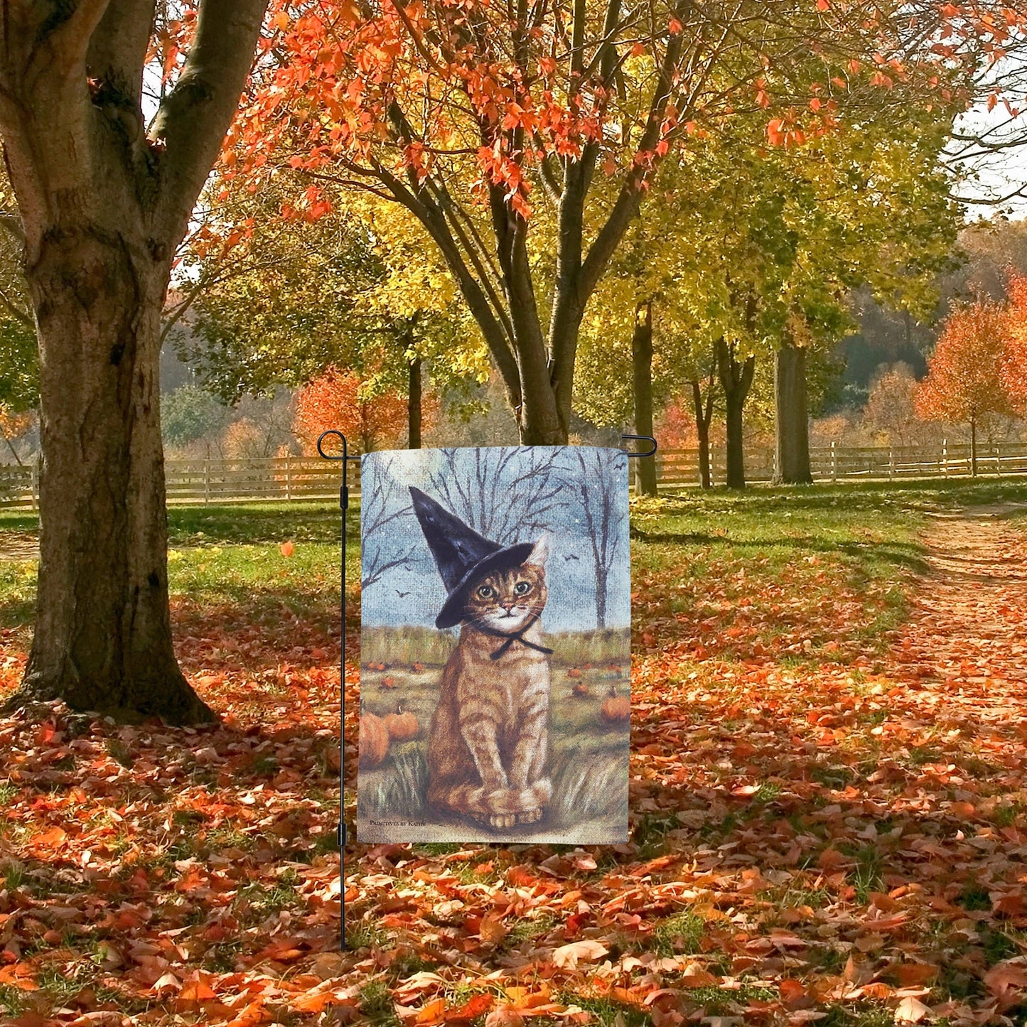 Witch Cat Garden Flag