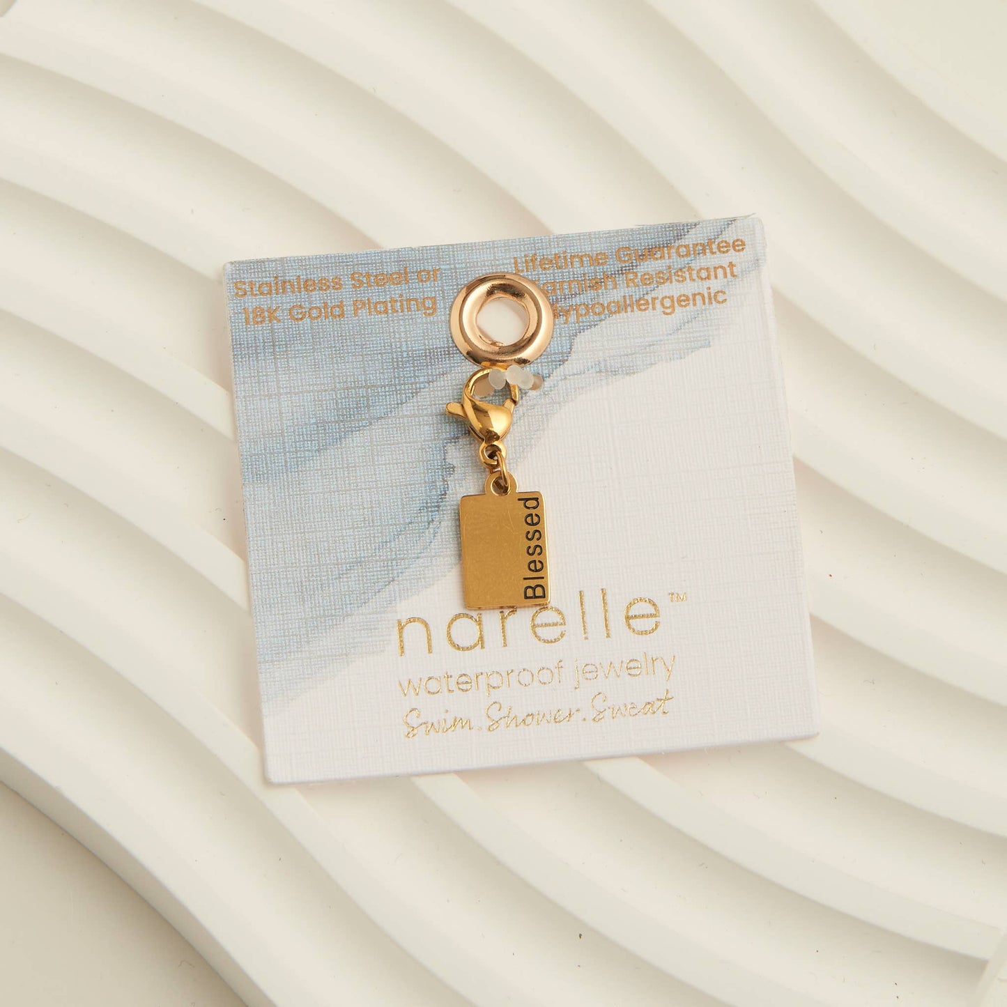 Narelle Waterproof 18K Gold Inspiration Tag Charm: Strength