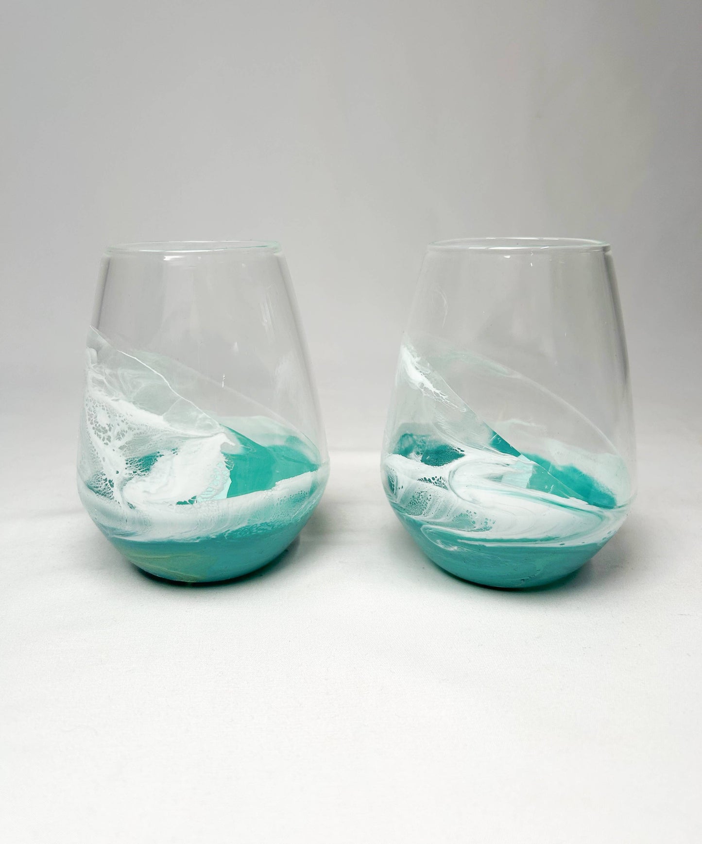 Resin Accented Wine and Entertaining Glasses -Jade