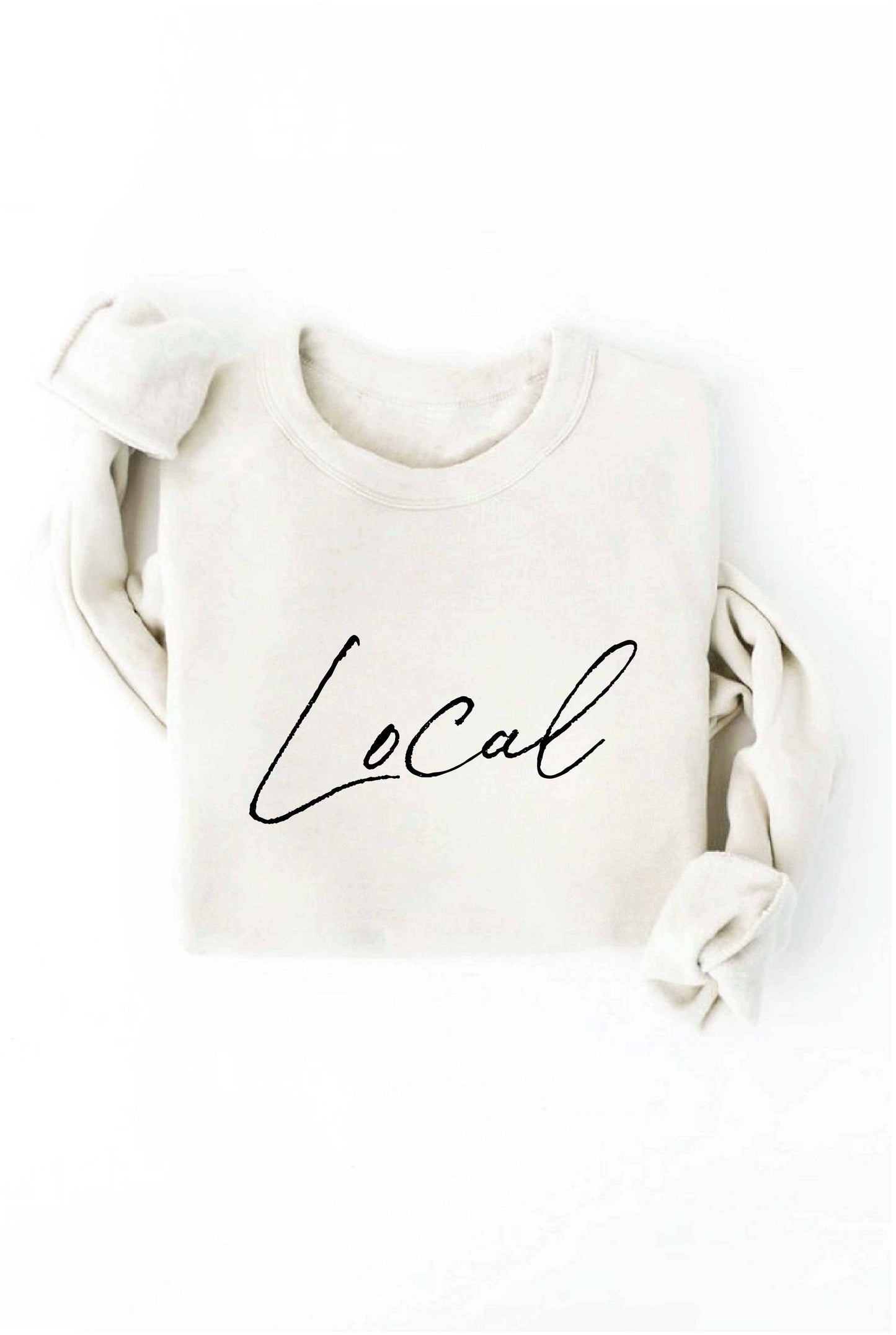 LOCAL Cursive Graphic Sweatshirt: HEATHER FOREST