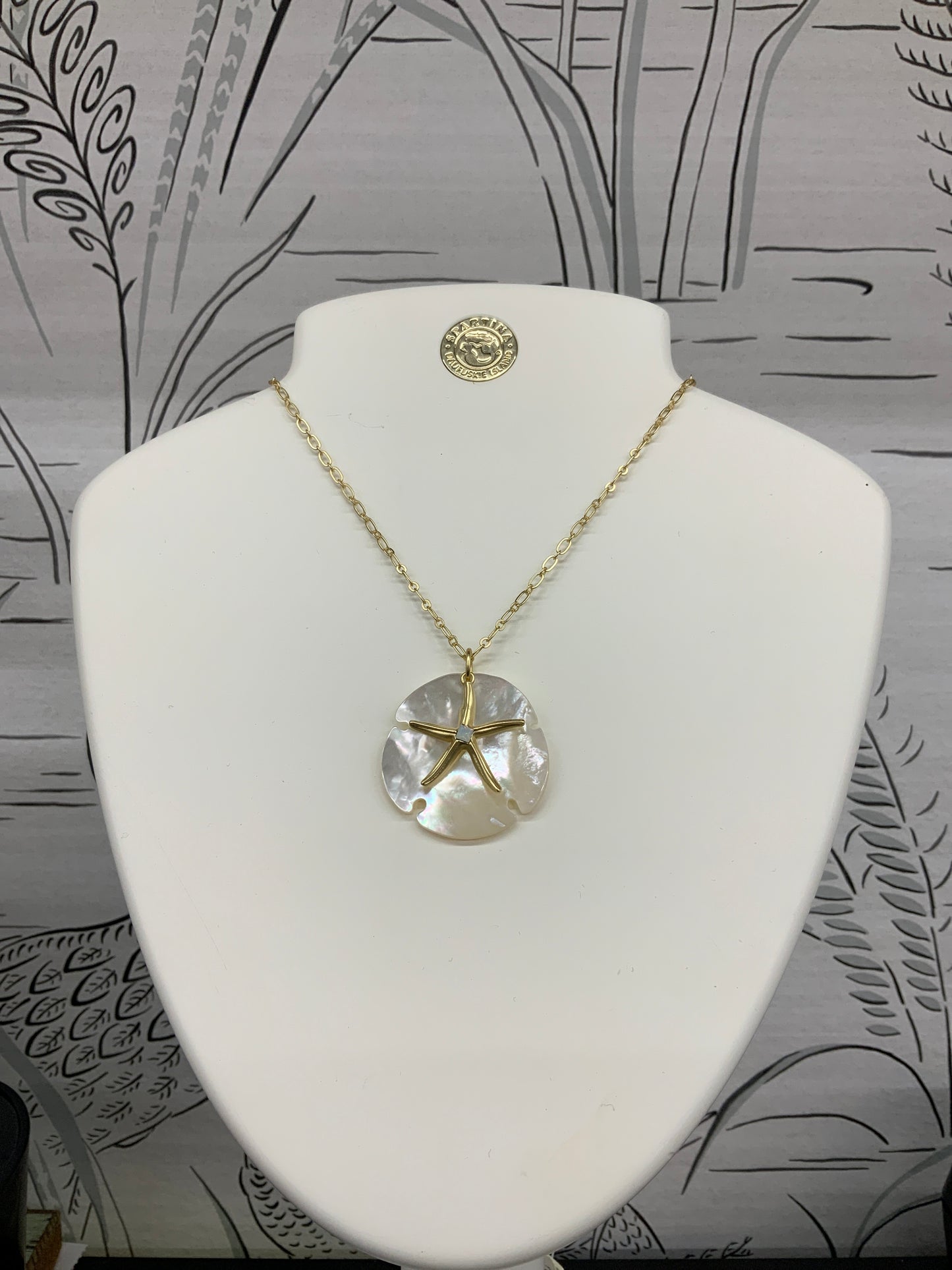 Spartina mother of pearl sea star necklace 32’