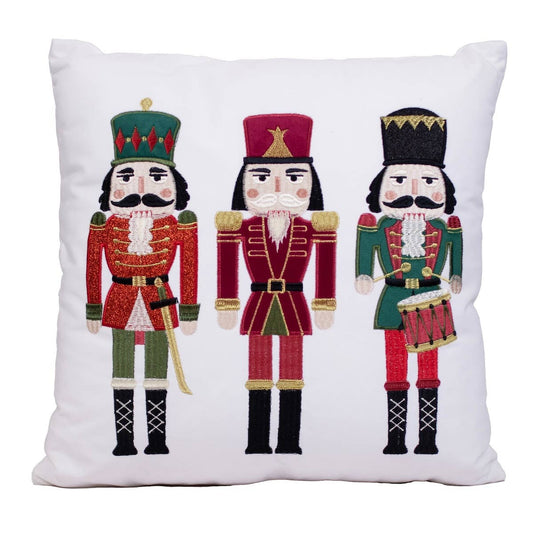 Nutcracker Trio Pillow   White/Multi   18x18