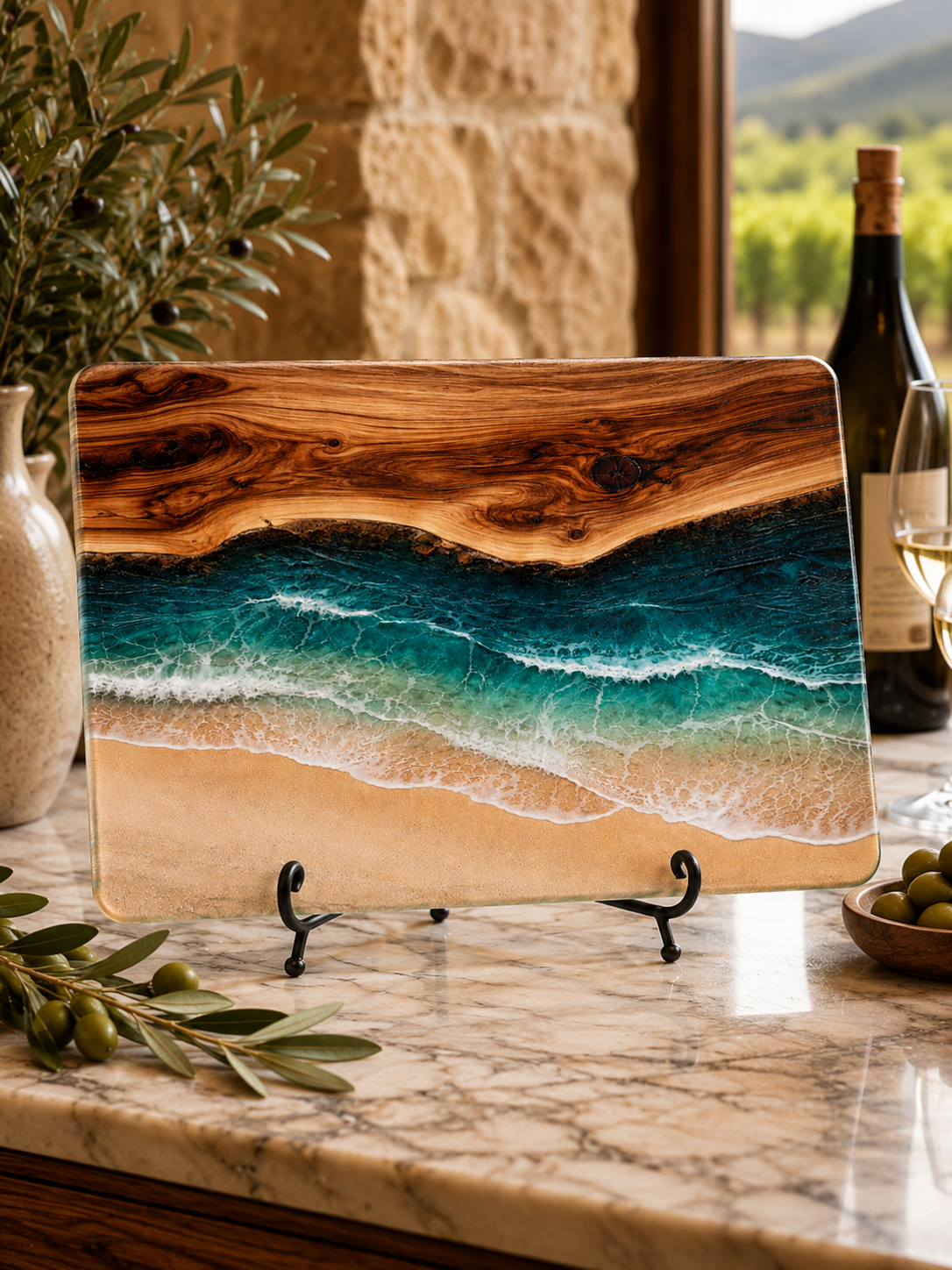 Coastal Tempered Glass Cutting Board: 8x11 inch