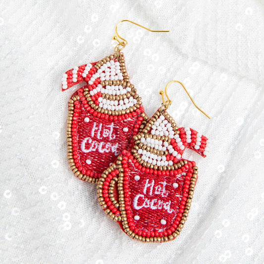 Holiday Christmas Seed Bead Hot Coca Earrings