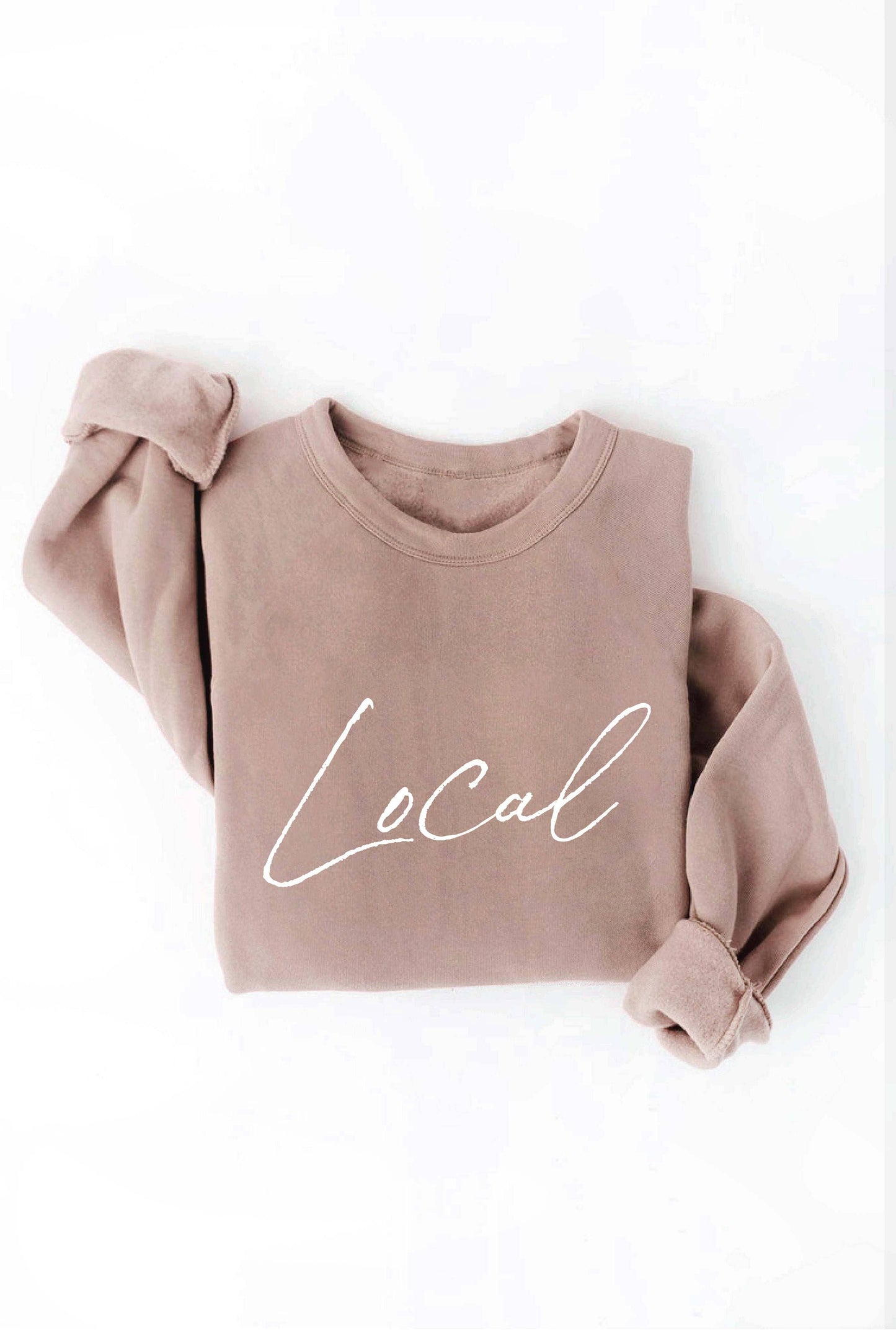 LOCAL Cursive Graphic Sweatshirt: HEATHER FOREST