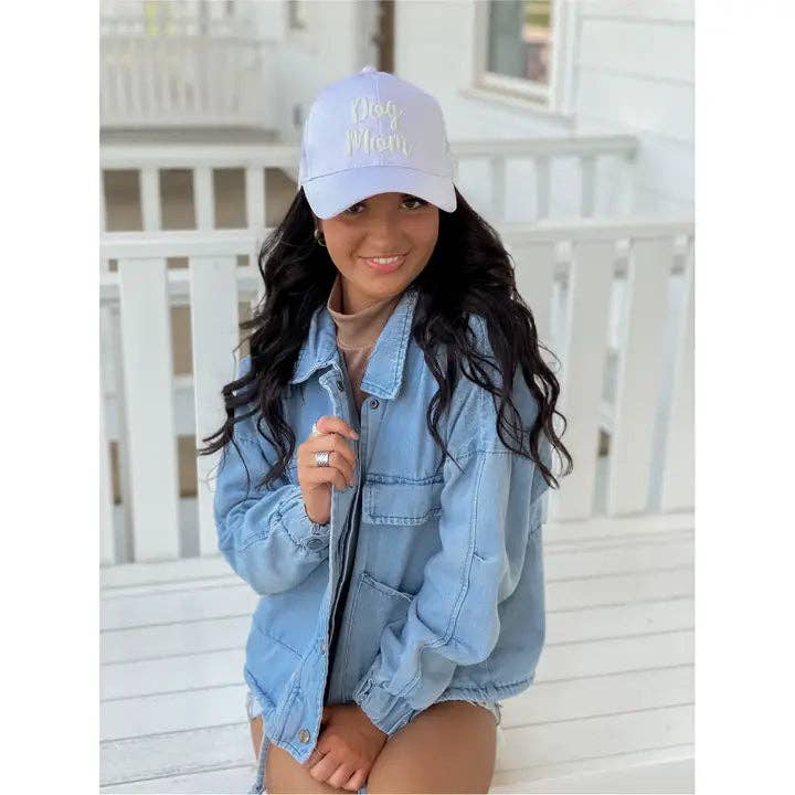 Dog Mom Embroidered Mesh Back High Ponytail CC Ball Cap BT10-DM: Grey
