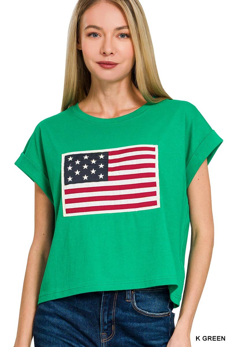 American Flag Tee: WHITE