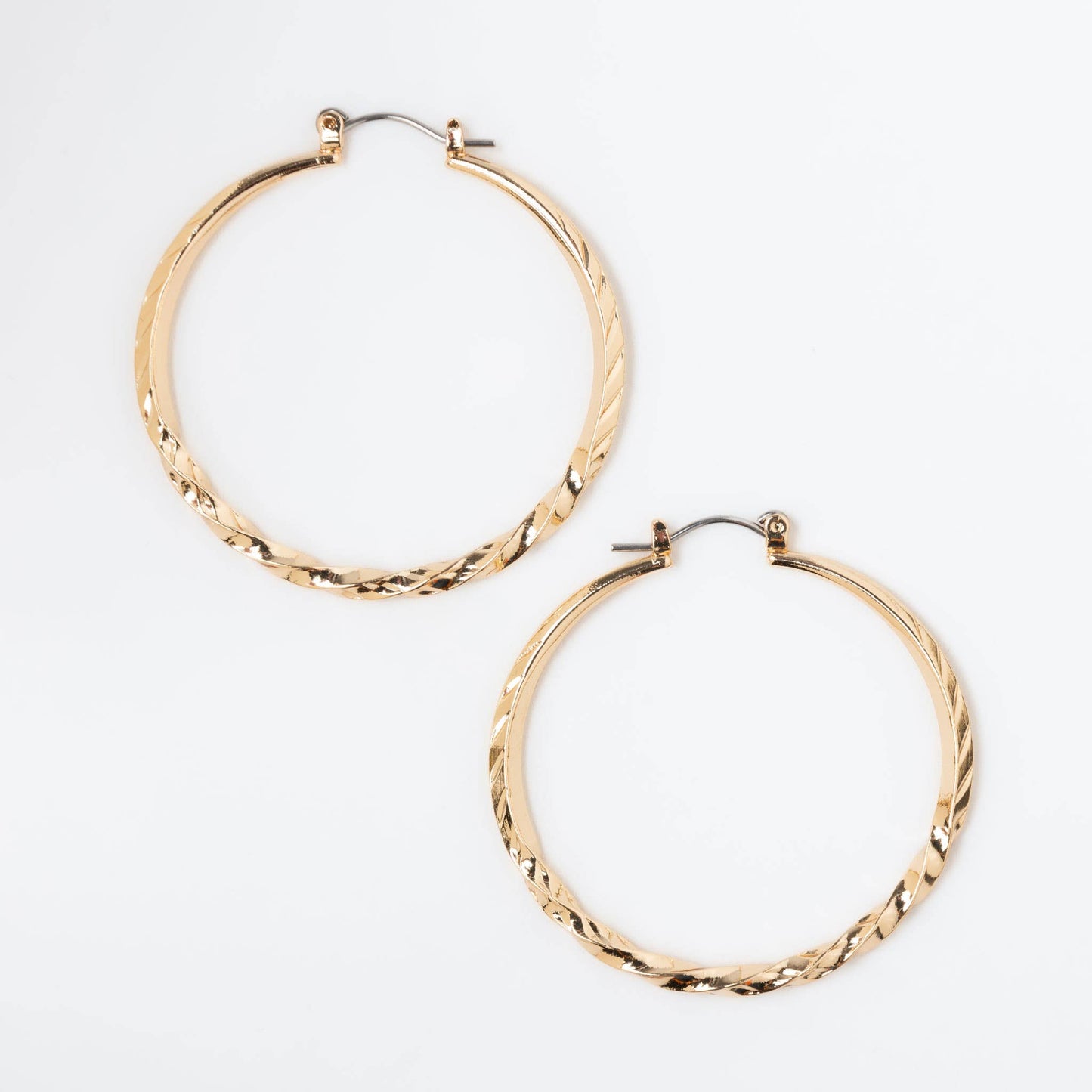 Classic Twisted Hoop Nickel-Free Earrings: Gold