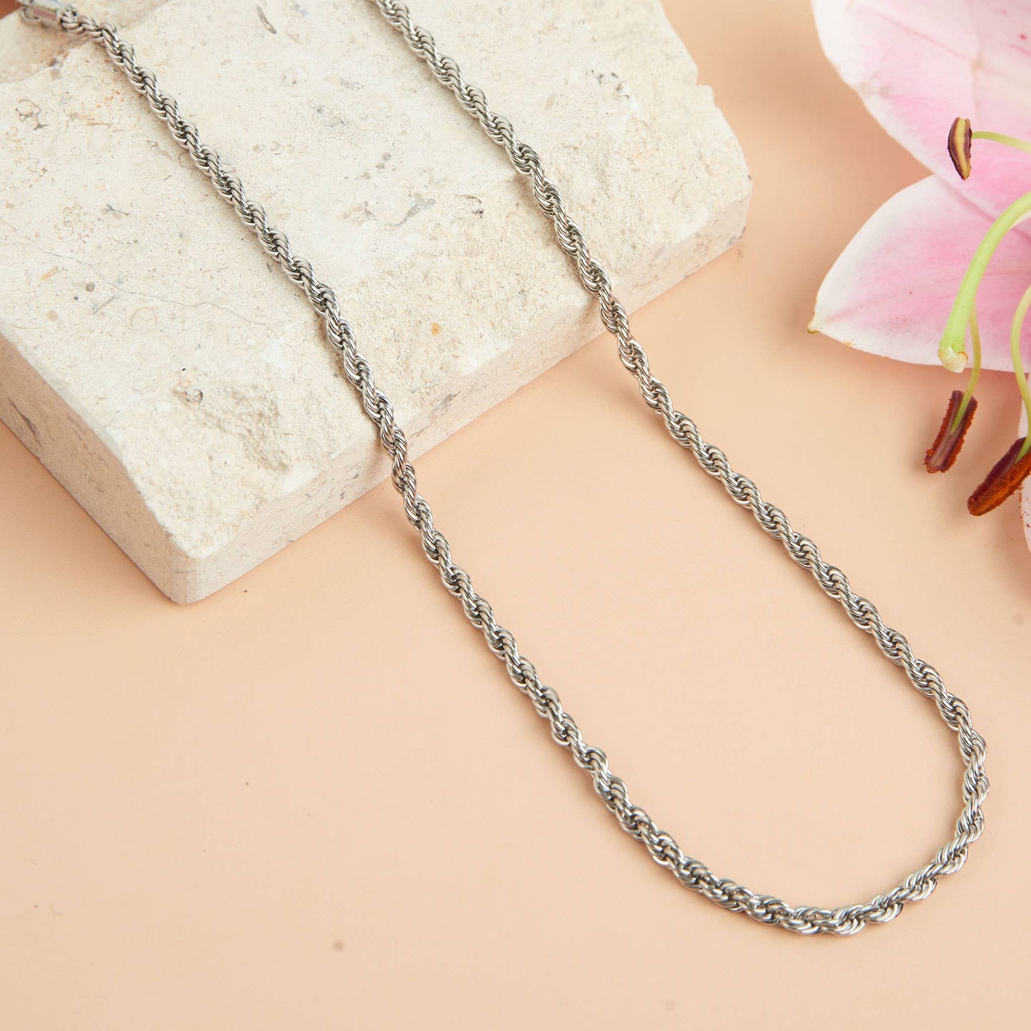 Narelle Waterproof 18" Rope Chain Necklace: Silver