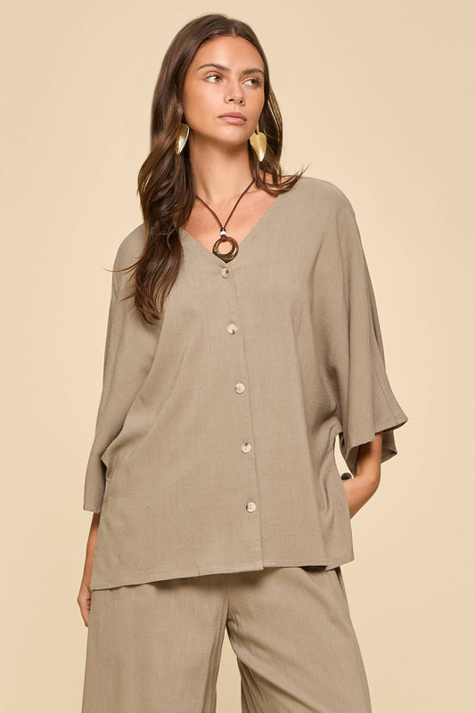 2-Piece Linen Summer Set: OYSTER