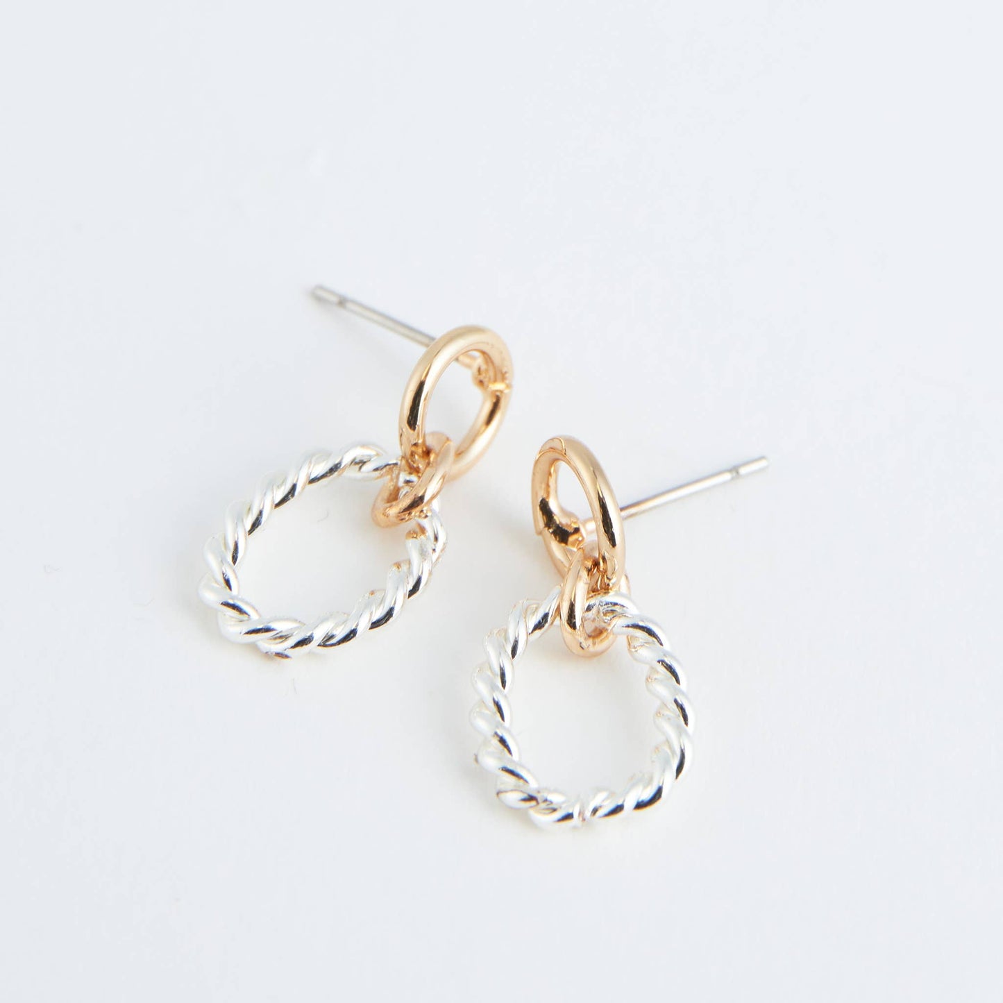 Ear Sense Two Tone Rope Drop Earrings