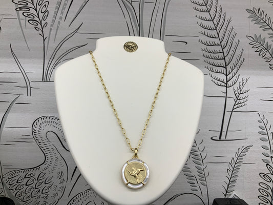 Spartina heron necklace 18’ mother of pearl