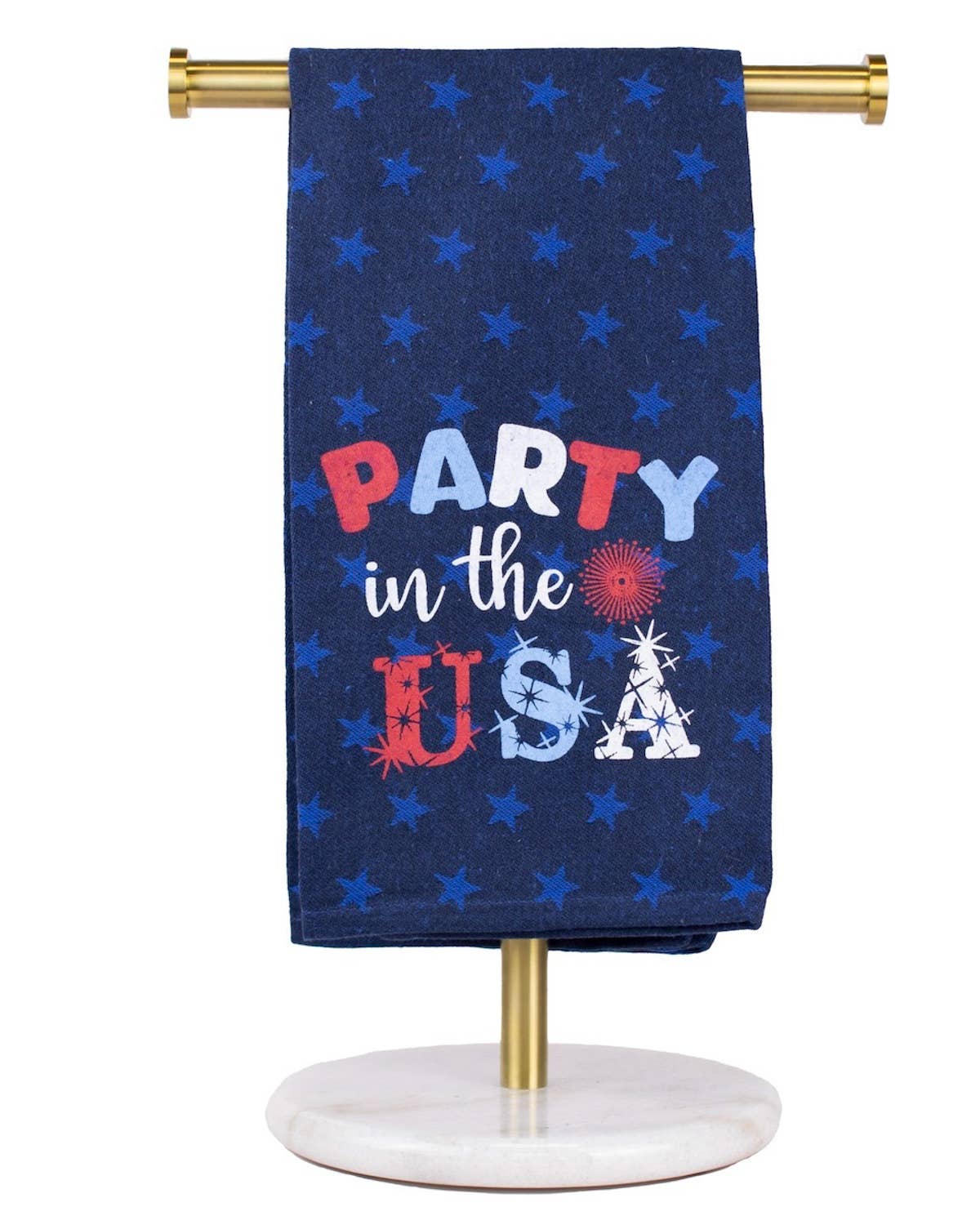 Party In The USA Jacquard Hand Towel   Navy/Red/White   20x28