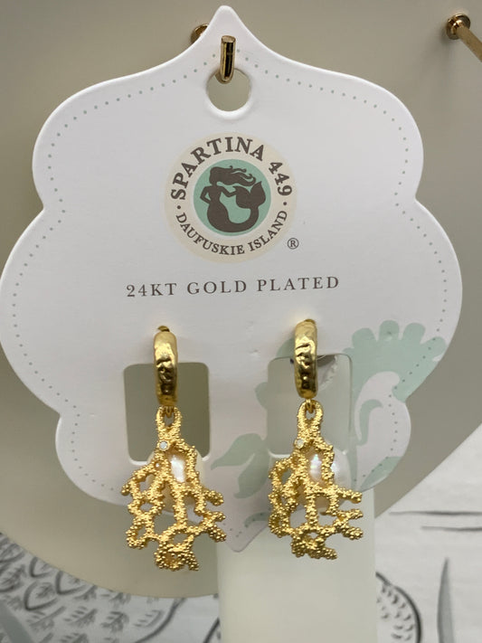 Spartina coral hidden pearl earrings