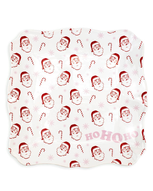 Candy Cane Cutie Square Platter   Light Pink/Red/White   11.5x11.5