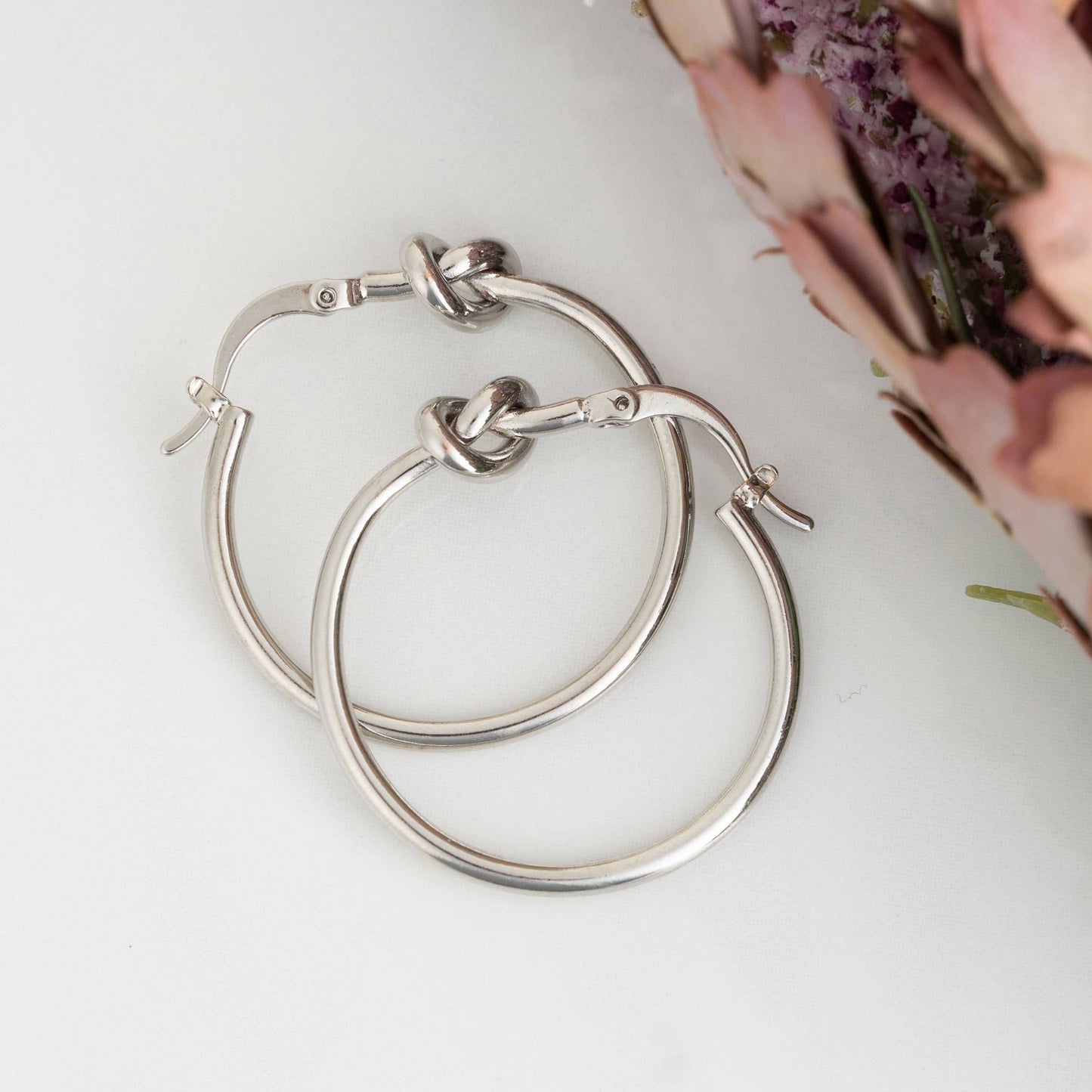 Classic Knotted Hoop Nickel-Free Earrings: Gold