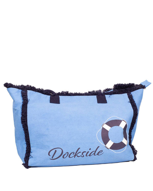 Dockside Fringe Tote   Palace/Navy   24x12