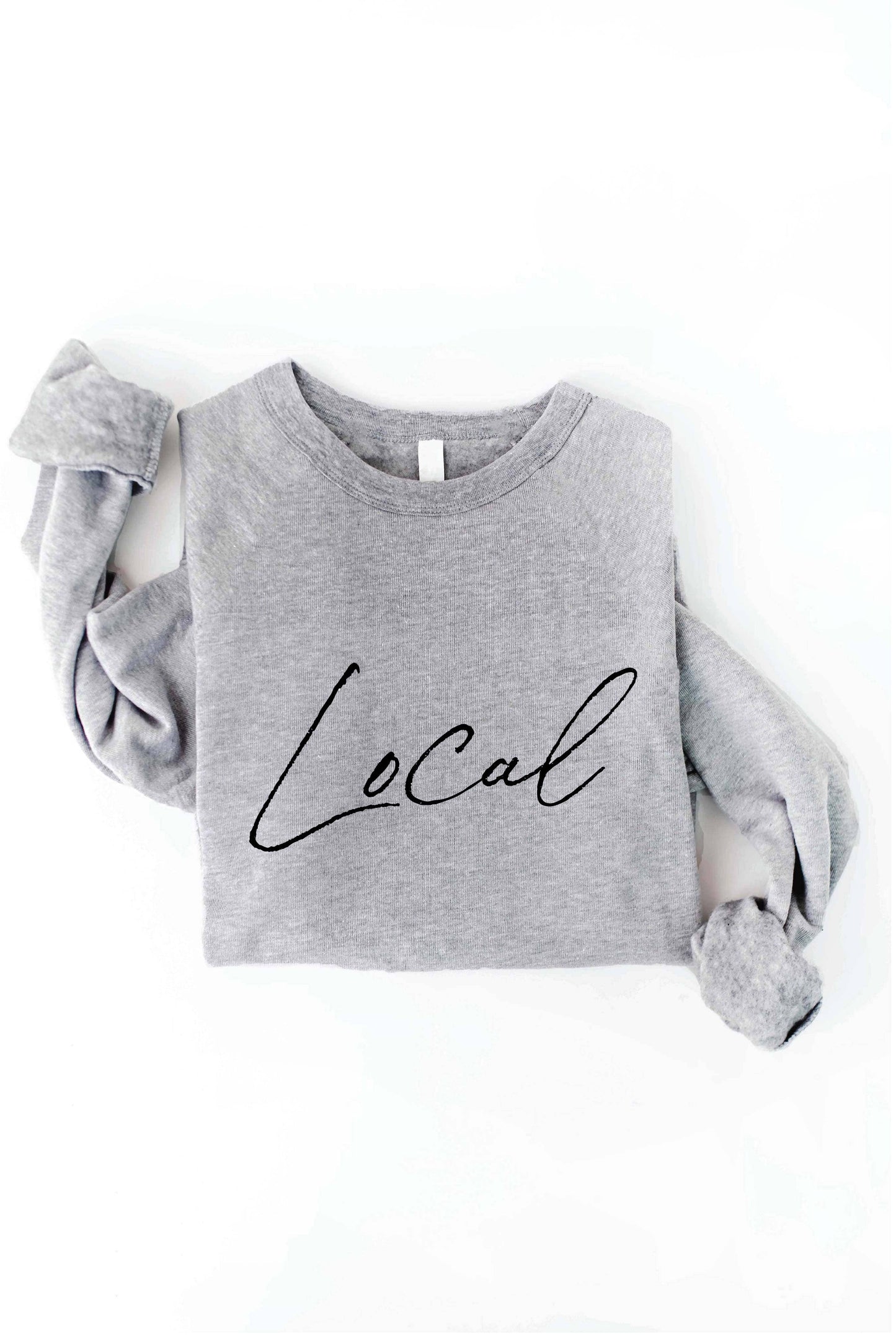 LOCAL Cursive Graphic Sweatshirt: HEATHER FOREST