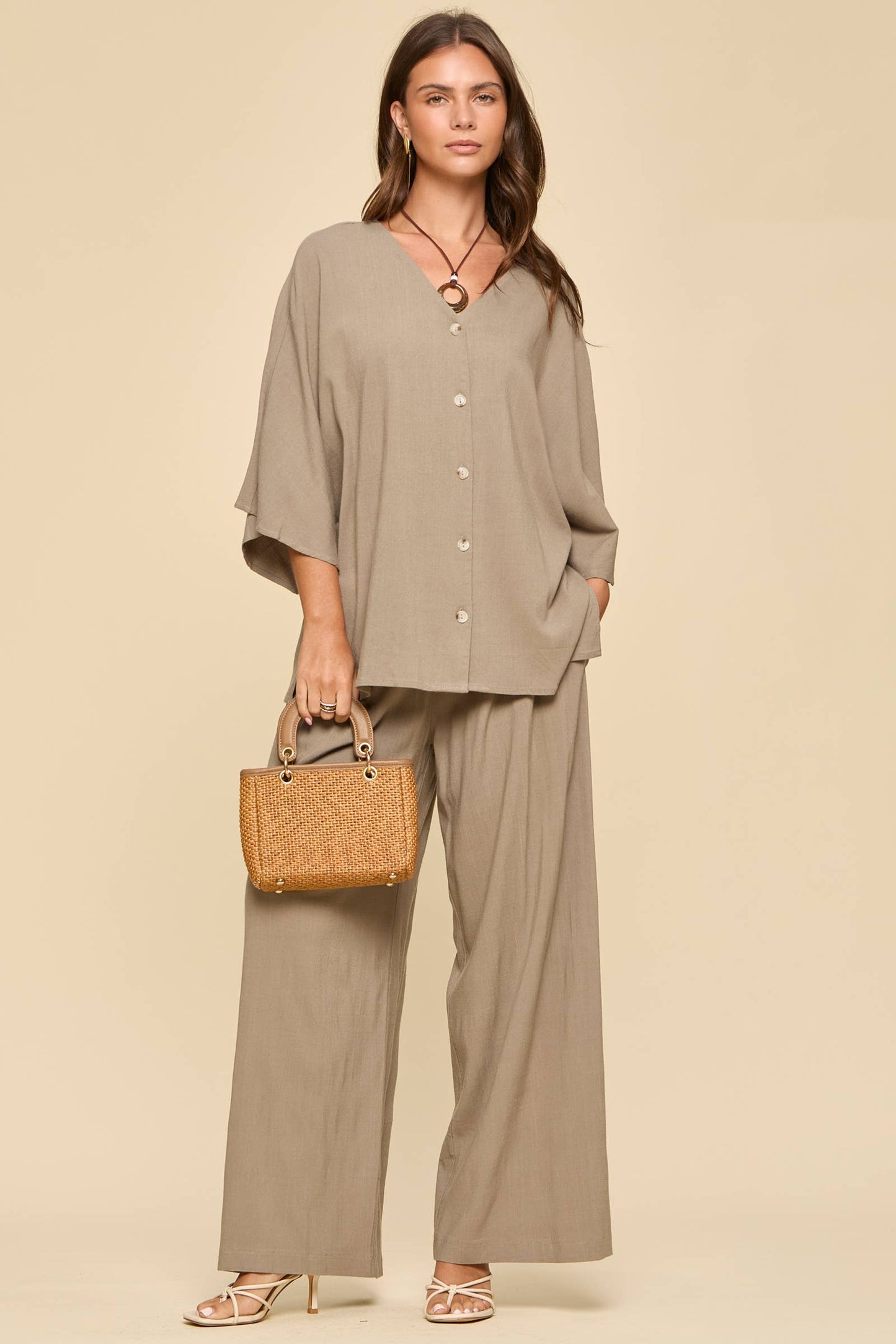 2-Piece Linen Summer Set: OYSTER