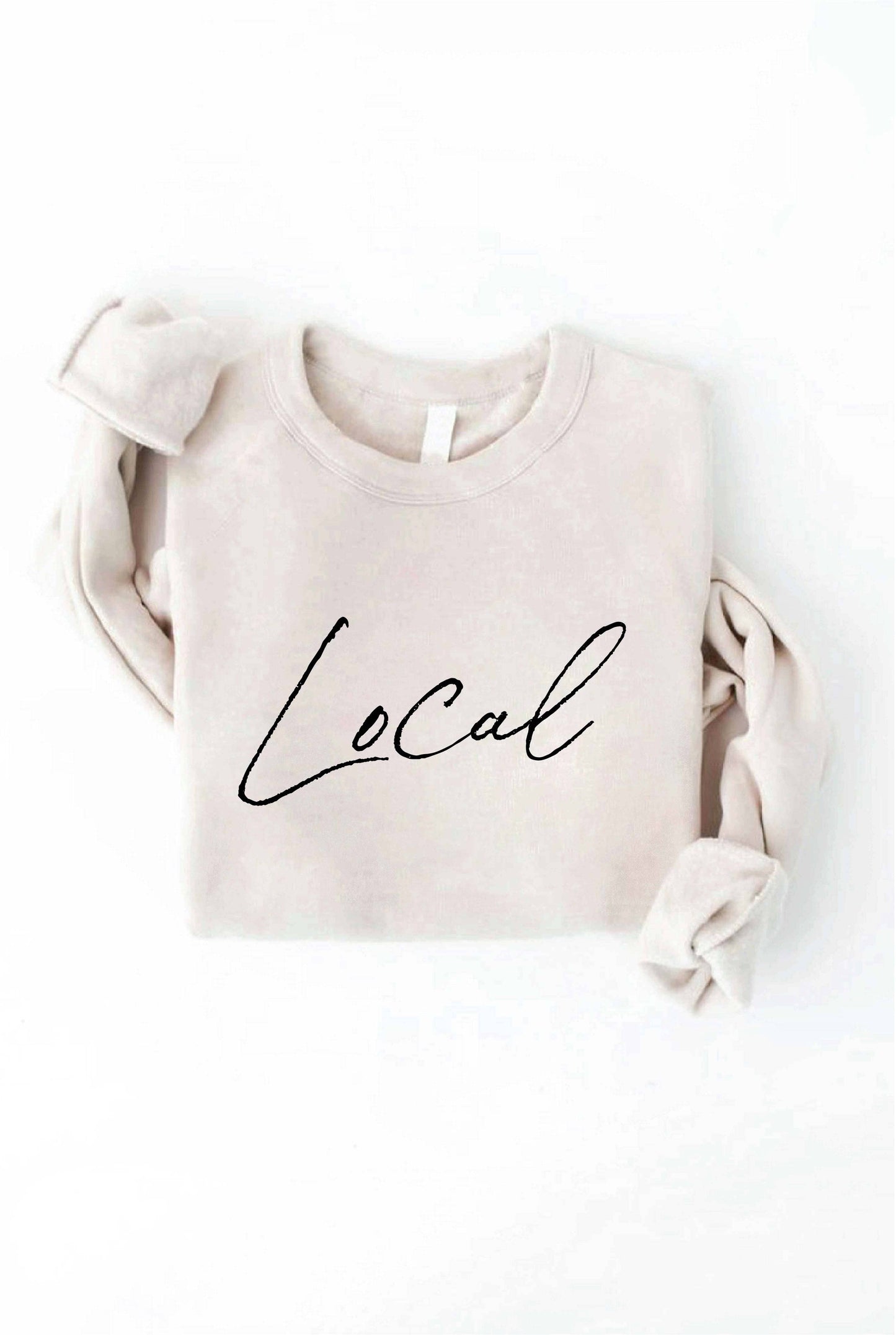 LOCAL Cursive Graphic Sweatshirt: HEATHER FOREST