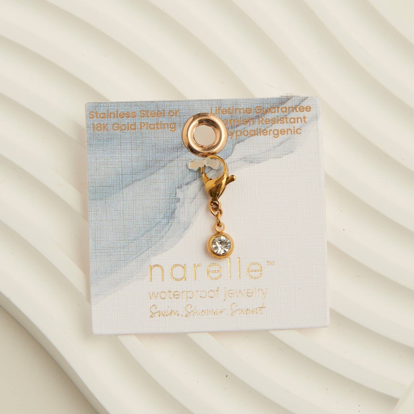 Narelle Waterproof 18K Gold Cubic Zirconia Drop Charm