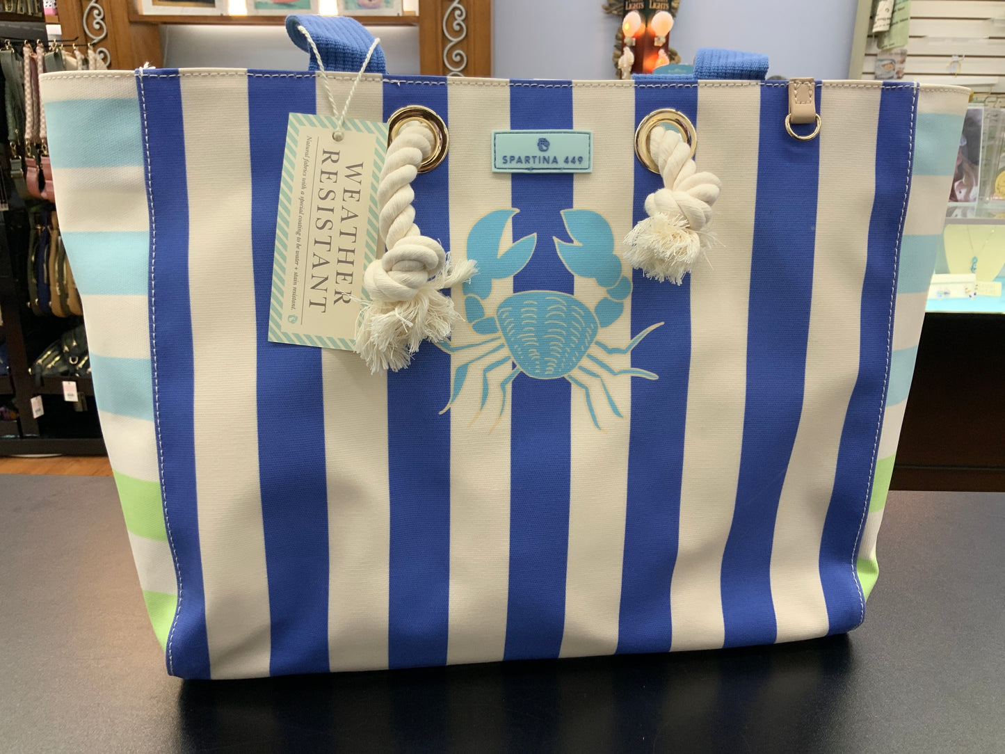 Spartina beach tote overboard stripe
