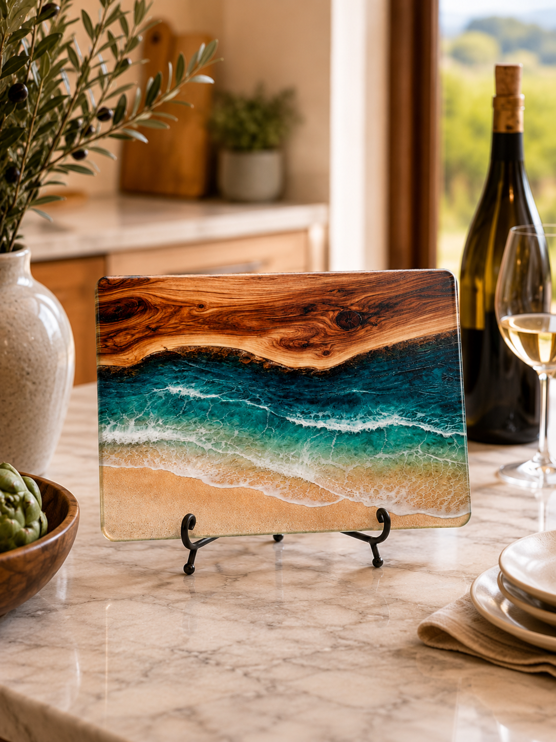 Coastal Tempered Glass Cutting Board: 8x11 inch