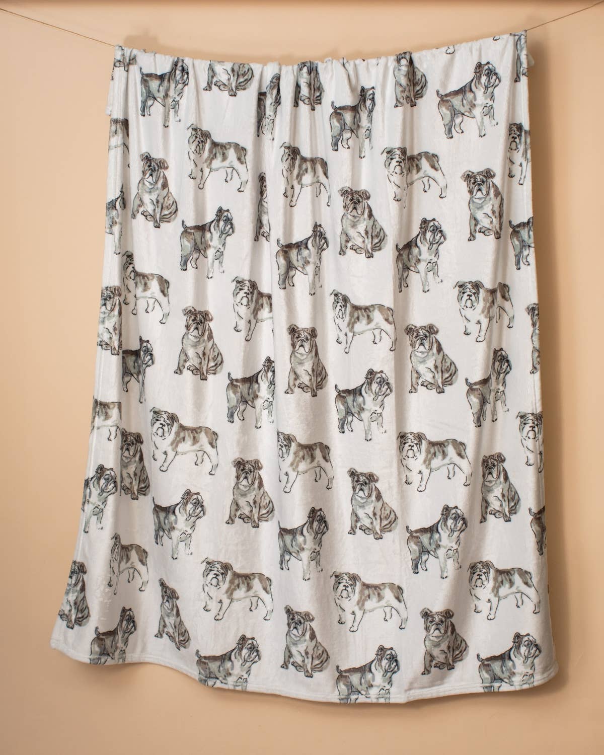 Forever Bulldog Throw   White/Multi   50x60
