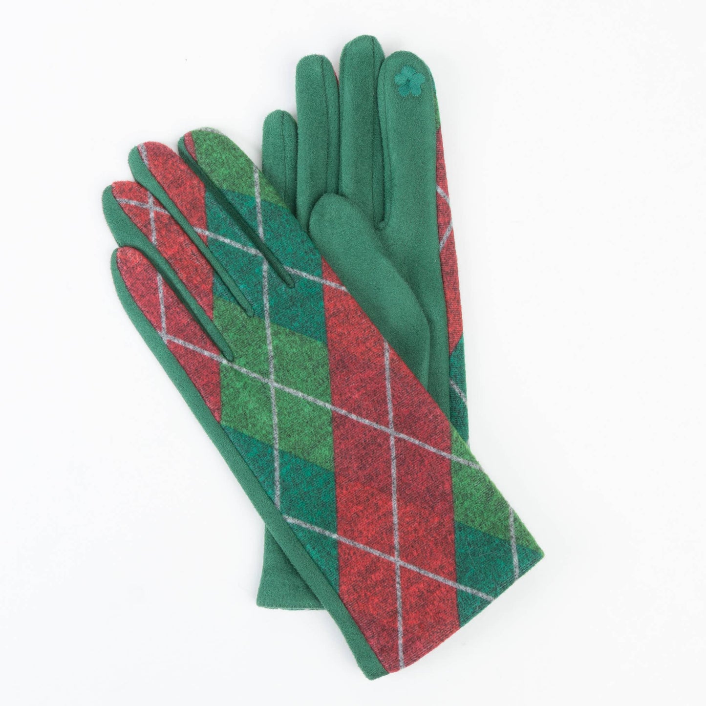 Clara Christmas Plaid Soft Touchscreen Texting Gloves: Coal