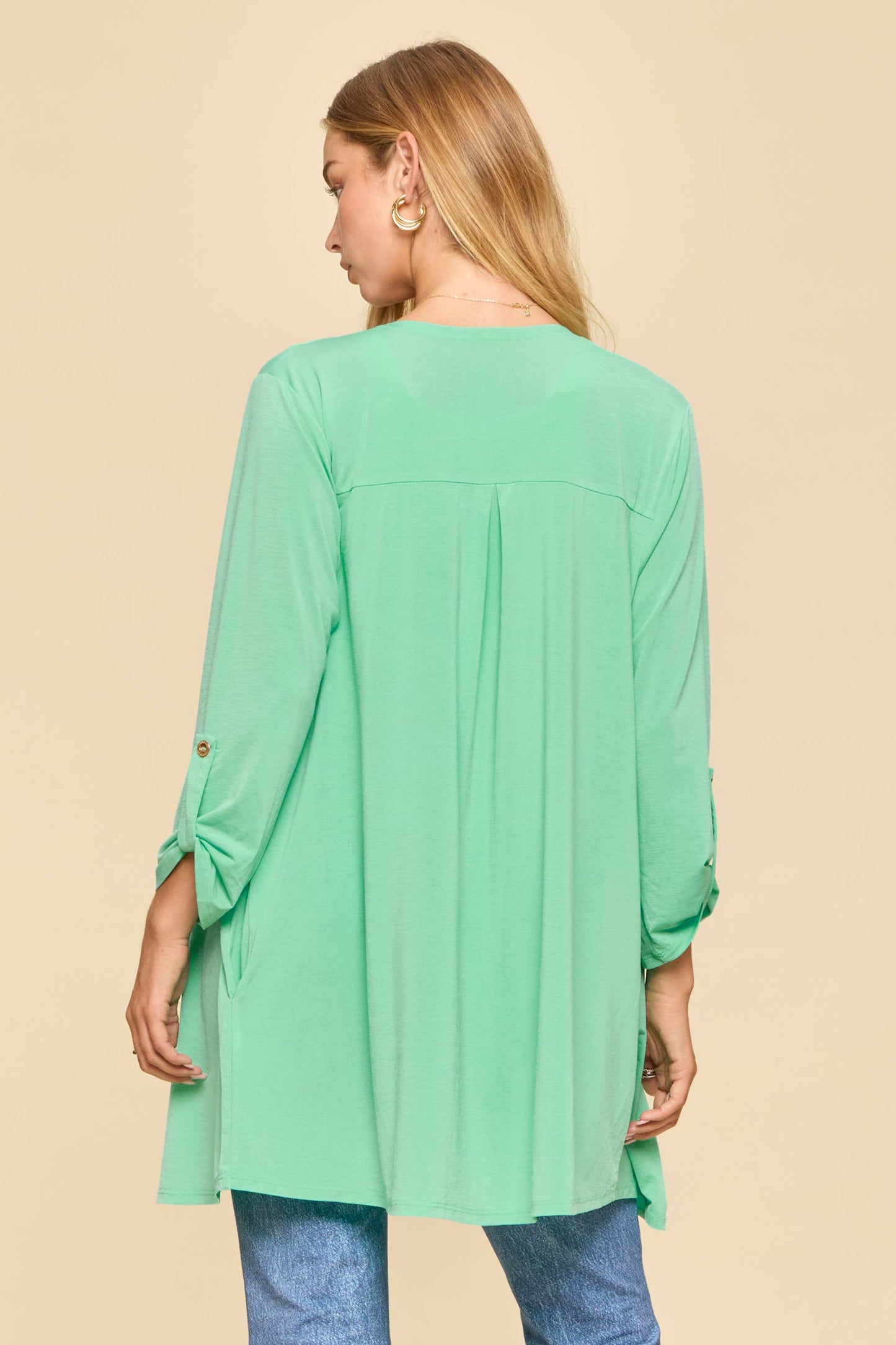 Open Front Cardigan: CRUSHED MINT / L