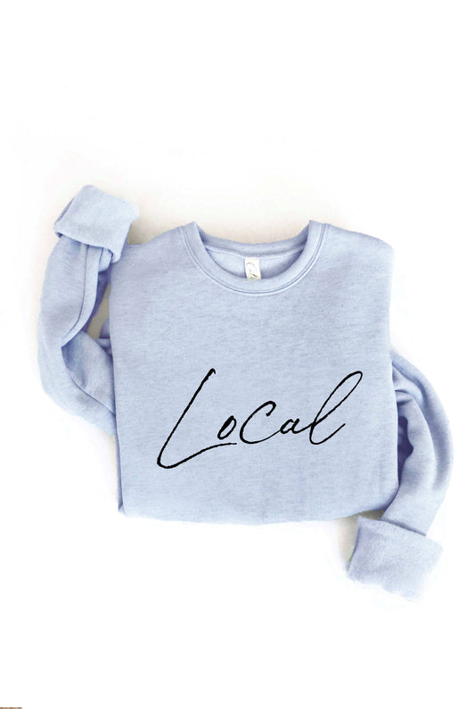 LOCAL Cursive Graphic Sweatshirt: LIGHT BLUE