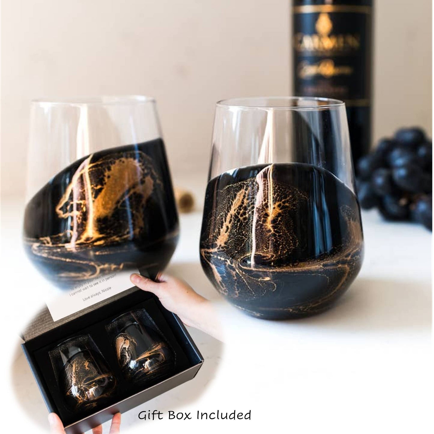 Resin Accented Wine and Entertaining Glasses -Jade