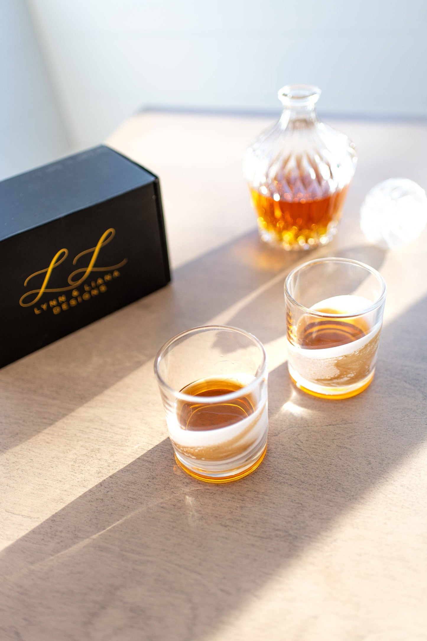 NEW!!! Resin Coated Old Fashioned Whisky Glasses -Northern Lights