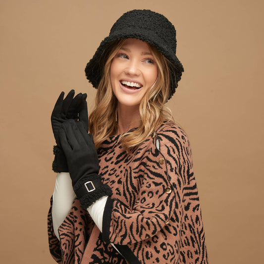 Morgan Teddy Bear Winter Bucket Hat: Jet