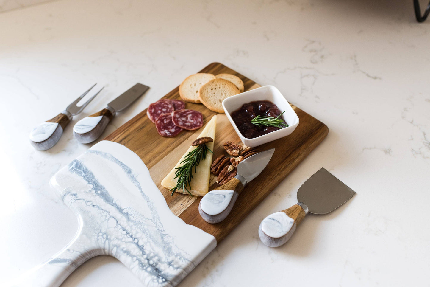 Resin Coated Cheese Knife Set - Set of 4  Marble